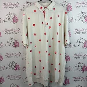 johnnie-O polo shirt grapefruit cut outs orange pink Cream with Red Dots